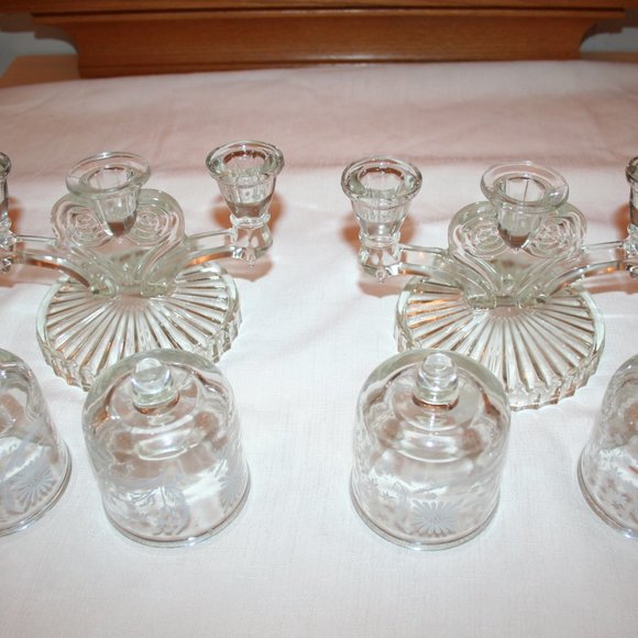 Reduced! 3 LIGHT CANDLESTICK - Cosmos Clear by Jeannette (6pcs) - Picture 2 of 9
